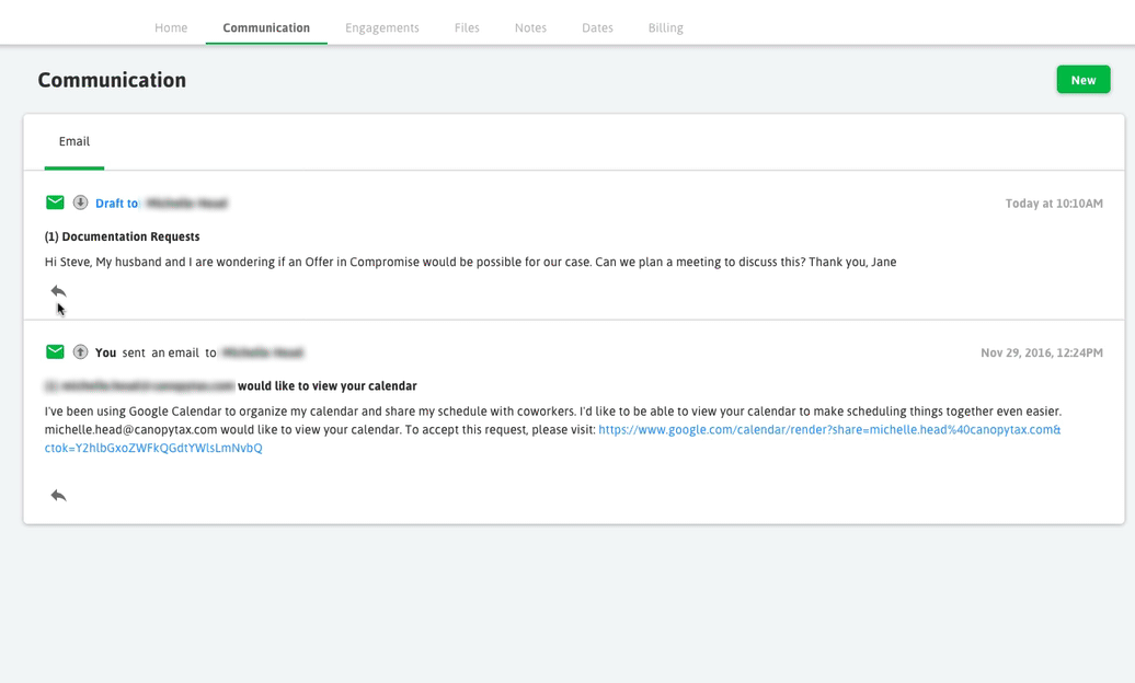 manage client communication canopy