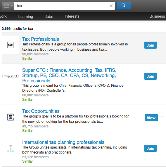 tax LinkedIn groups
