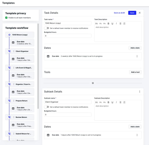 Task Template Redesign - overview