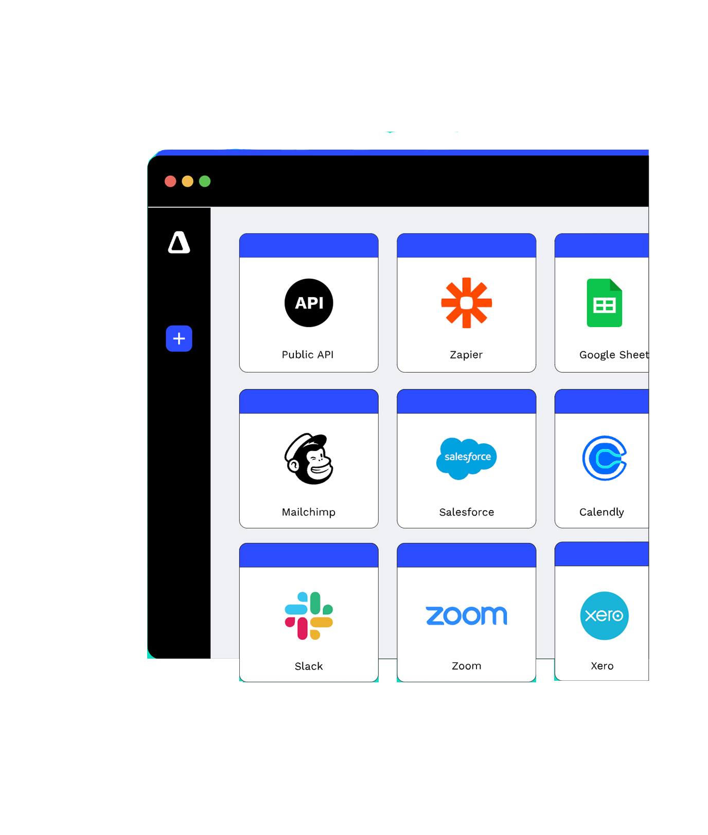 A grid of Canopy integrations including Zapier, Slack, Zoom, and Salesforce, showcasing a connected practice management ecosystem.