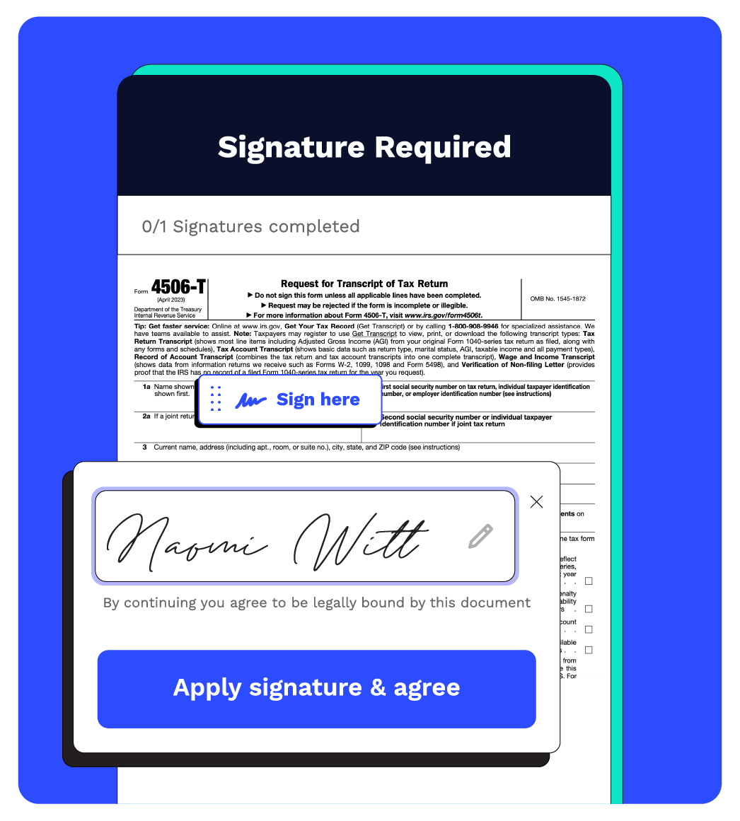 Secure document signing feature for tax professionals in a modern accounting practice management software.