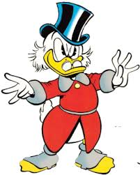 Scrooge McDuck, wearing his signature top hat and red coat,