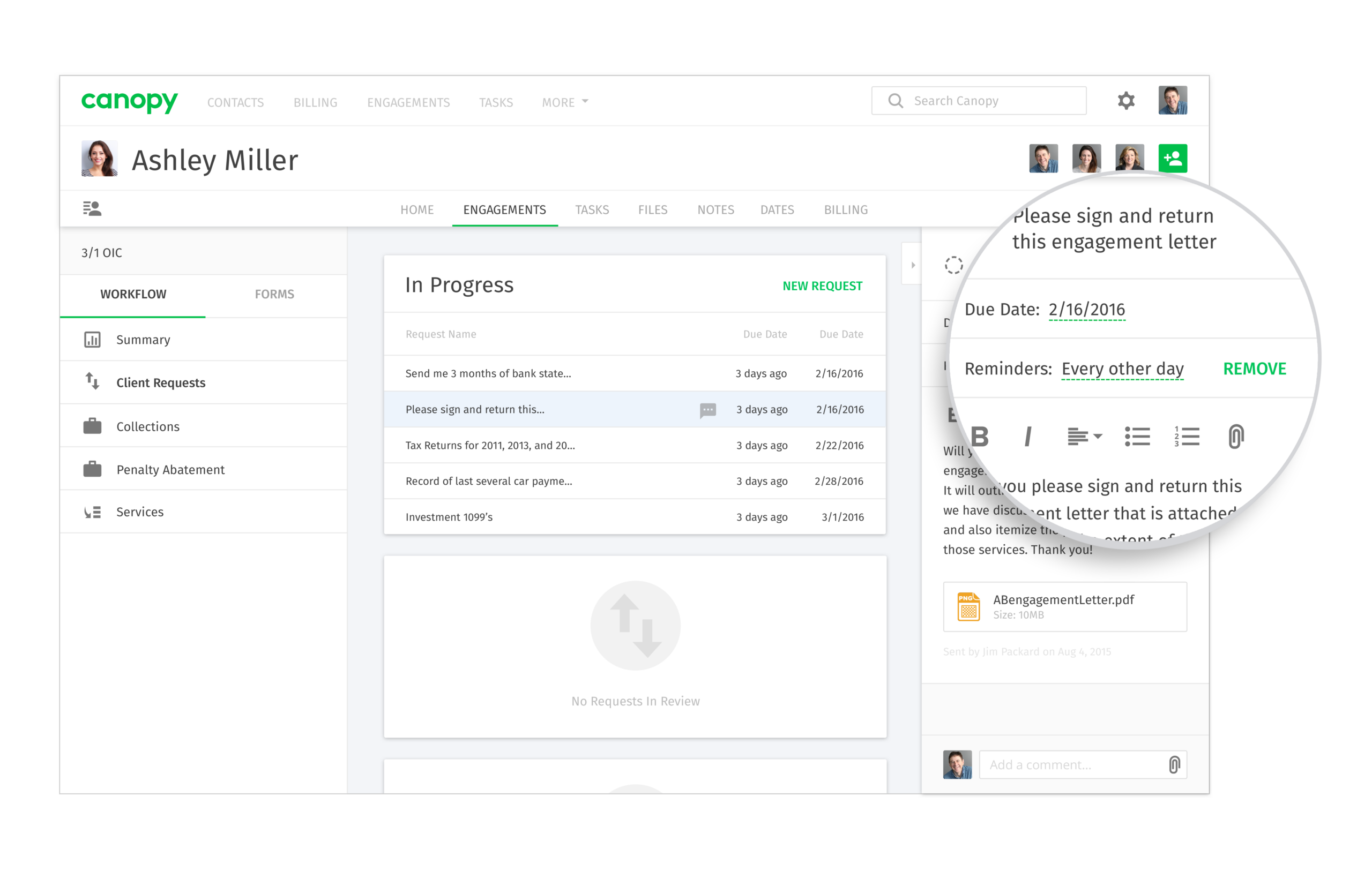 Canopy's client requests